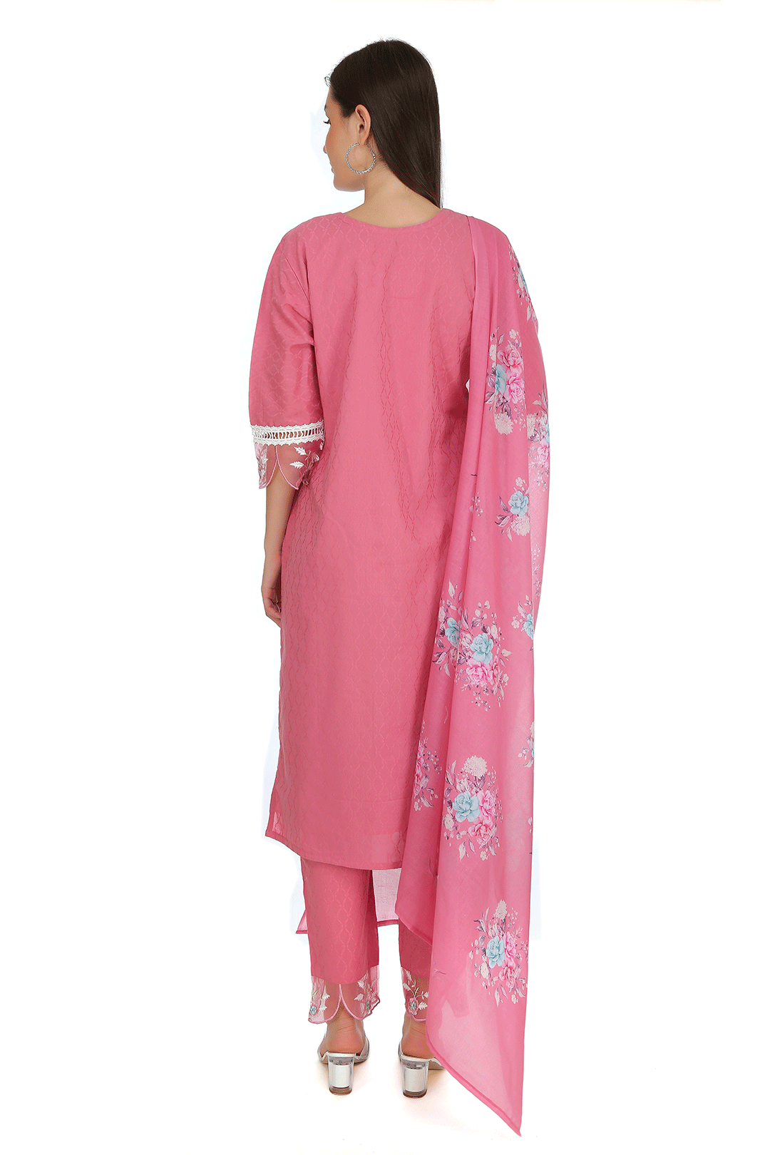 Blush  Pink  Cotton Mul  Suit Set with Cotton Mul Dupatta