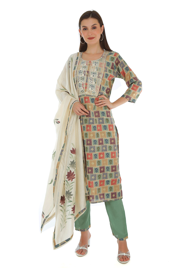 Navrang Multicolor Cotton Muslin Suit Set